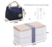 Boîte À Déjeuner Micro-Ondes À 2 Niveaux, Boîte À Bento En Imitation Bois, Conteneur Alimentaire Pour Enfants, Rangement Portable Pour Pique-Nique Scolaire Avec Sac À Déjeuner 1200ml