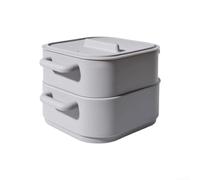 Boîte à déjeuner pour micro-ondes avec grille d'aération pour bureau Gris | Couvercle anti-fuite, évacuation de la vapeur, design multicouche, taille de 23 cm, passe au micro-ondes et au four