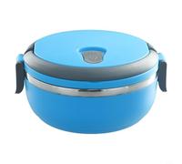 Boîte à déjeuner ronde 700 ml isotherme 304 - Sans BPA - Pour l'école, le bureau, les voyages - 1 compartiment (bleu)