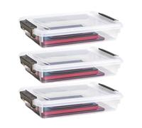 Boîte à documents - Support de rangement empilable transparent, organisateur de papier de grande capacité, bac à documents peu encombrant | Mallette d'archives de bureau multifonction avec couvercle