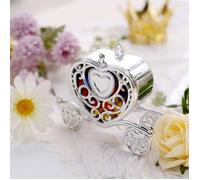 Boîte à dragées carrosse cœur argenté 10 cm, lot de 12, contenant à bonbons pour mariage et fête##