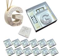 Boîte à dragées en forme de lettre, en marbre de Carrare, comprenant une boîte, un ruban et des cartes (lot de 12)