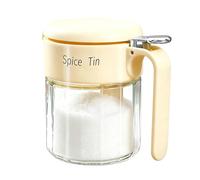Boîte à épices - Accès facile avec cuillère - Récipient à épices avec couvercle en verre - Pour sucre, sel, poivre, sésame, préparation et service des repas, restaurant, camion de restauration