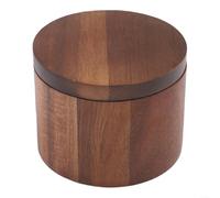 Boîte à épices en bois d'acacia avec couvercle rotatif et compartiment à cuillère, salière anti-fuite pour cuisine, verre de stockage résistant à l'humidité pour épices et produits secs, 7 x 9 cm ou