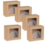 Boîte à facettes carrée avec fenêtre, boîte-cadeau 20x20x10 cm x5