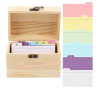 Boîte à Fiches en Bois, Boite a Fiches Index avec Couvercle 150 Fiches de Fiches(7.8 x12.5cm), Boîte de Vocabulaire pour Examens de Langue, Formation de Vocabulaire et Apprentissage Quotidien