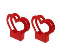 Boîte à Fleurs Cœur en Papier Rouge, Lot de 2, Petites Poignées | Fleurs Fraîches, Usage Mariage, Design Simple Uni, Modèle Créatif, Format Portable