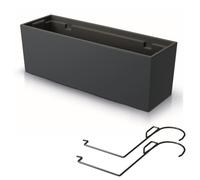 Boîte a fleurs et support pot de fleurs 58 cm bac de balcon jardiniere en plastique couleur anthracite intérieur - extérieur