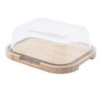 Pebbly Plateau à fromage compact en bambou avec couvercle en verre