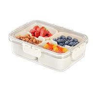 Boîte à fruits, plateau de service divisé avec couvercle, récipient de rangement pour baies, collations, bonbons, 8/4 compartiments (4 compartiments)