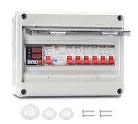 Boîte à fusibles en saillie - IP65 - Avec disjoncteur différentiel | Protection contre les surtensions, 2 x 32 A - 2 x 16 A - 2 x 6 A - Interrupteur de séparation CA pour atelier, garage