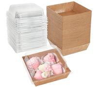 Boîte à gâteau en papier kraft, dessert, biscuit, sandwich, nourriture, beaucoup, mariage, fête d'anniversaire, fournitures de Noël, décoration d'intérieur, 5/10 pièces Brown