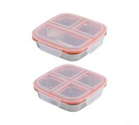 Boîte à Goûter 2-Pack Étanche 3-4 Compartiments Boîte à Goûter | Acier inoxydable alimentaire, 3-4 compartiments, joints silicone, clips verrouillage, école travail