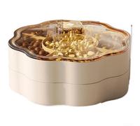 Boîte à goûter de style chinois blanc crème, boîte de rangement multi-compartiments, boîte de rangement empilable en plastique PP avec poignée (E)