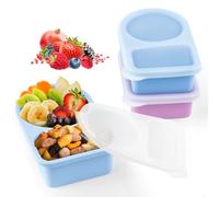 BoîTe a Gouter Enfant, Boite a Gouter, RéUtilisable, Compact et Portable, éTanche, en Silicone, Avec Compartiments, IdéAl pour Les Fruits, Snacks, Bonbons, Pique-Niques et les FêTes, 2 PièCes