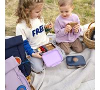 LÄSSIG Boîte à goûter pour enfants Boîte à lunch en acier inoxydable Boîte à déjeuner Durable École maternelle/Lunchbox Stainless Steel Little Gang Smile navy
