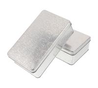 Boîte à Goûter Rectangulaire en Fer Blanc 2 Pièces avec Couvercle | Argenté, Style Élégant Vintage, Format Compact Empilable, pour Voyage et Présents de Fête