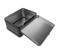 Boîte à Goûter Rétro en Métal Noir avec Poignée et Verrou | Boîte en Fer-blanc Rectangulaire, Couvercle à Charnière, Finition Mate, pour Étudiants et Bureau