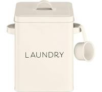 Boîte à lessive avec cuillère doseuse, boîte de rangement métallique pour lessive, poudre à lessive, couvercle, lessive vintage, boîte conteneur, blanc