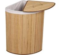 Boîte à linge avec couvercle - Panier pliable - Pour trier le linge sale - Design durable en bambou - Capacité de 57 litres - Couleur bois
