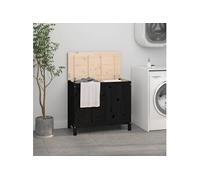 vidaXL Coffre à linge 88,5×44×76 cm noir en pin massif