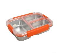 Boîte à Lunch Acier Inoxydable 304 Hermétique - Conteneur Alimentaire Compartimenté Anti-Fuite pour Enfants et Adultes - pour idéal Bureau Camping Pique-nique - 21.2x15.6x5.3cm(Orange)