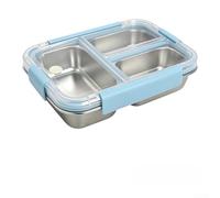 Boîte à Lunch Acier Inoxydable 304 Hermétique - Conteneur Alimentaire Compartimenté Anti-Fuite pour Enfants et Adultes - pour idéal Bureau Camping Pique-nique - 21.2x15.6x5.3cm(Blue)