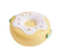 Boîte à lunch bento chauffante avec couvercle, fourchette et cuillère,jaune