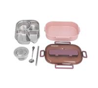 Boîte à lunch bento japonaise multifonctionnelle compartimentée en acier inoxydable pour employés de bureau
