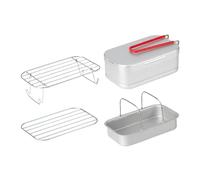 Boîte à lunch de camping, boîte à lunch en aluminium, en aluminium pour cuisine de pique-nique multifonctionnelle | Avec un récipient pour le déjeuner avec poignée pliable, ensemble de grille de