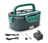 Boîte à lunch électrique 2 en 1, 60 W, 1,5 l, pour nourriture, 12 V/24 V/220 V, boîte isotherme en acier inoxydable, pour voiture, camion, bureau (bleu)