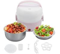 Boîte à lunch électrique à deux compartiments, avec des récipients en acier inoxydable, plaque chauffante de 250W pour aliments, avec prise EU 220V, plaque chauffante portable pour voiture, bureau ou