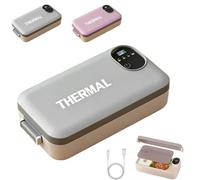 Boîte à lunch électrique portable avec auto-chauffage,Portable electric lunch box with self-heating,Chauffante électrique,Gamelle chauffante en acier inoxydable pour voiture,camion et bureau (Gris)