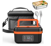 Boîte à Lunch Électrique Sans Fil, Lunch Box Chauffante Électrique 1L avec Vaisselle en Acier Inoxydable et Sac Isotherme,