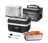 Boîte à lunch électrique sans fil pour adultes, 1L 16000mAh Rechargeable Gamelle Chauffante, lunch box chauffante à piles avec chauffage automatique,pour pour Voyage,Bureau,pique-nique (black)
