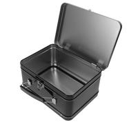 Boîte à Lunch en Fer-blanc Noir avec Poignée et Couvercle à Charnière | Format Rectangulaire Rétro, Fermeture à Verrou Sécurisée, Transport Facile, Portions Repas, Campus et Train