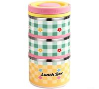 Boîte à lunch isotherme à 3 couches en acier inoxydable 1310 ml anti-fuite | Acier inoxydable 304, garde les aliments au chaud, compartiments anti-fuite, poignée portable, cuillère incluse et tasse à