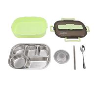 Boîte à lunch isotherme en acier inoxydable avec bol à soupe, baguettes et cuillère pour adultes et enfants, vert