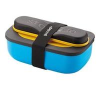 Lunch Box Blanche Jaune Avec Compartiment Et Set De 3 Couverts En Inox