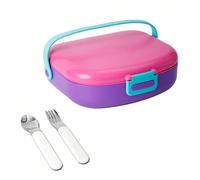 Boîte à lunch portable, design à blocs de couleurs macaron 5, avec poignée et verrou. Convient pour une utilisation unique, portable et scellée. Parfait pour la rentrée scolaire, les travailleurs de b