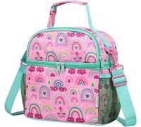 Boîte à lunch pour enfants avec compartiment isotherme, cartable résistant aux déchirures avec motif arc-en-ciel et grand compartiment