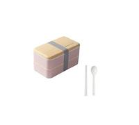 Boîte à lunch pour micro-ons bento en bois japonaise stockage conteneurs 2 couches - rose