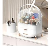 Boîte à maquillage - NETTLIFE - Luxe blanc translucide - Double tiroir - Anti-poussière - 26×16×38 cm