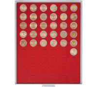 Boîte à monnaie STANDARD avec 54 compartiments ronds pour pièces de monnaie - Lindner 2154 - Ø 25-75 mm - 2 EURO monnaies