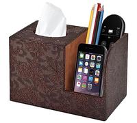 Boîte à mouchoirs carrée en Cuir synthétique avec 2 Compartiments, Support de télécommande, boîte à mouchoirs décorative multifonctionnelle, boîte de Rangement pour la Maison, Le Bureau, rétro