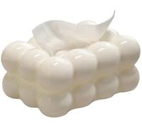 Boîte à mouchoirs décorative - Boîte de Rangement pour mouchoirs en Forme de Bulle Blanche avec Base à Ressort et nœud, Support Moderne pour Salon, Bureau, Voiture