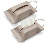Boite à Mouchoirs Decorative, Sortez Les Mouchoirs, 2 Pièces Oatmeal Suspendu Tresse Cuir Anti - Eau Anti Huile Facile à Nettoyer Clip au Fond pour Table et Mur
