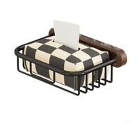 Boîte à mouchoirs élégante en bois de noyer sans perçage, organiseur de salle de bain avec cadre en aluminium pour ranger les serviettes et le papier toilette, solution de décoration murale moderne