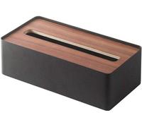 Boîte à mouchoirs en acier avec couvercle en bois foncé – rangement moderne et intemporel pour mouchoirs, dimensions : 26 x 13 x 8,2 cm