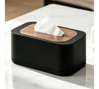Boîte à mouchoirs en plastique noir avec ressort, ressort intégré | Design moderne et élégant | Idéal pour la salle de bain et le bureau | Solution de rangement durable, boîte distributrice de lingett